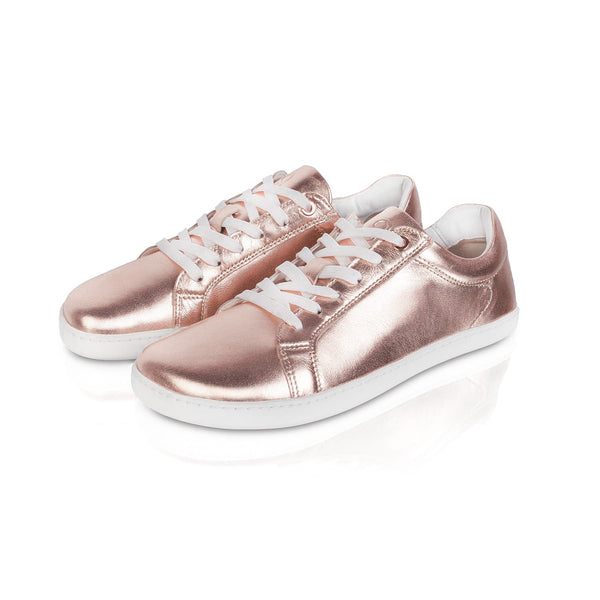 FEELIN Uni Rose Gold Leather barefoot sneakers.