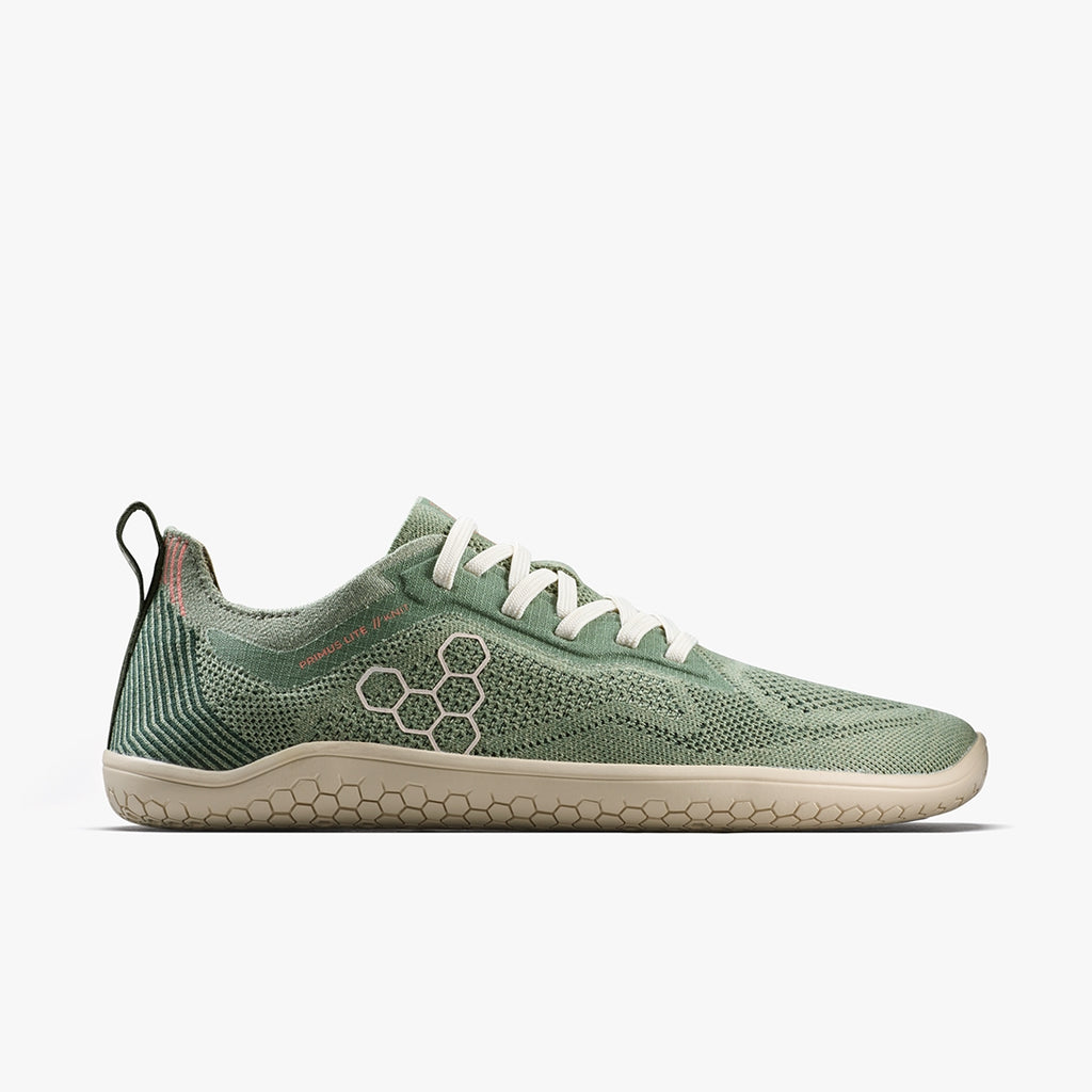 Vivobarefoot Primus Lite Knit Natural Mens - Barefoot Training, Gym, Workout, Running - in Dusty Green 6, Recycled Materials