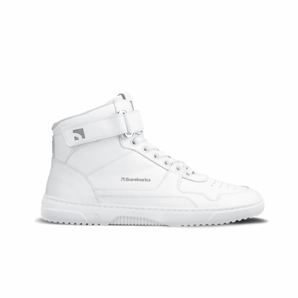 Barefoot Sneakers Barebarics Zing - High Top - All White - Leather.