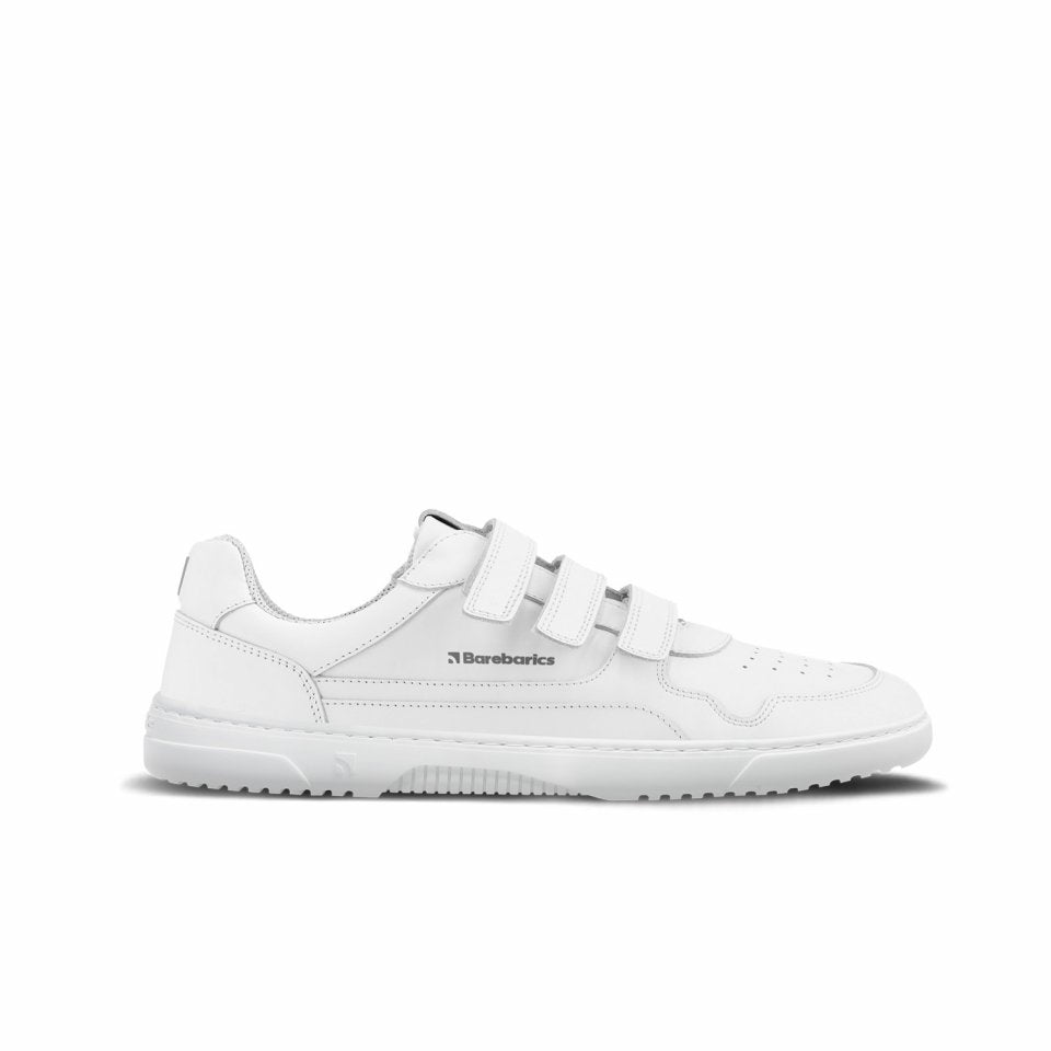 Barefoot Sneakers Barebarics Zing Velcro - All White - Leather.