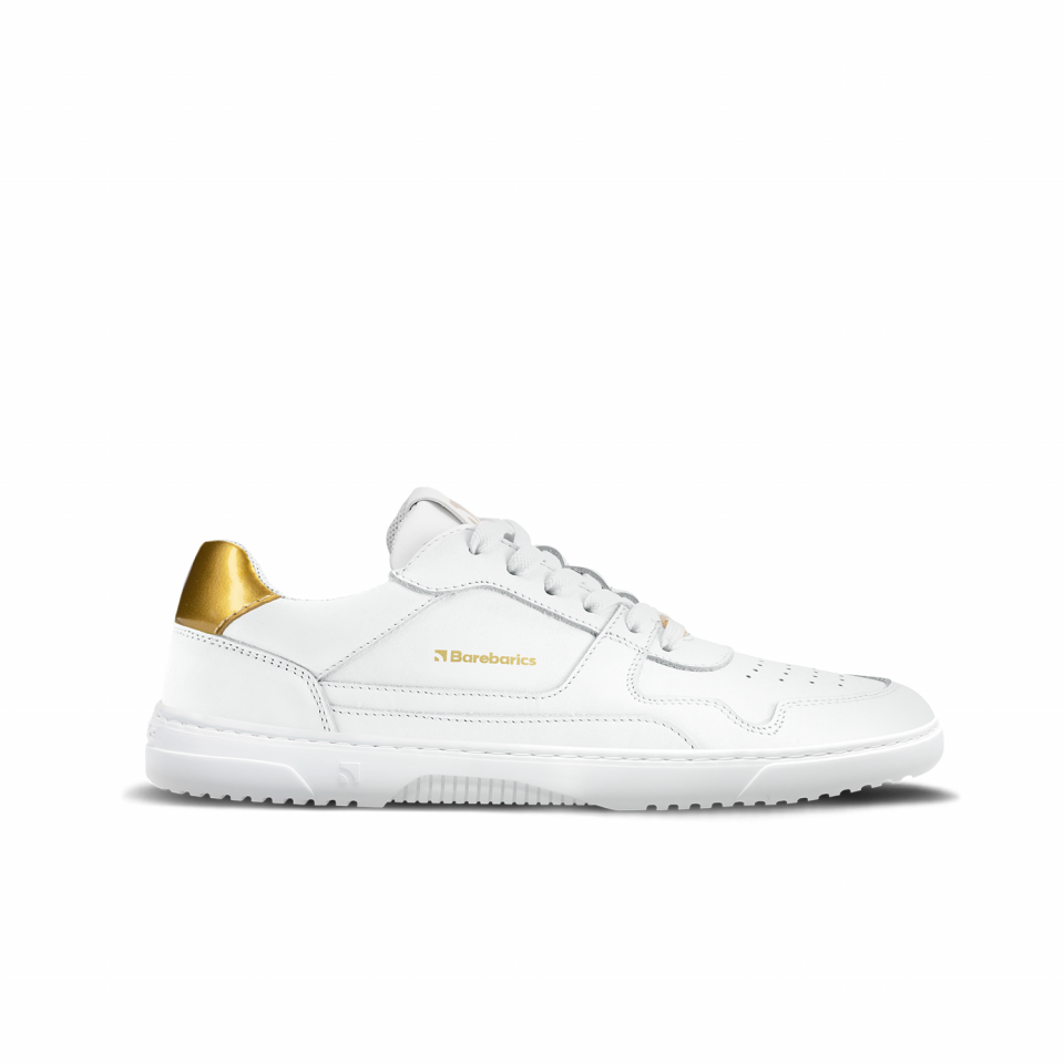 Barefoot Sneakers Barebarics Zing - White & Gold - Leather.