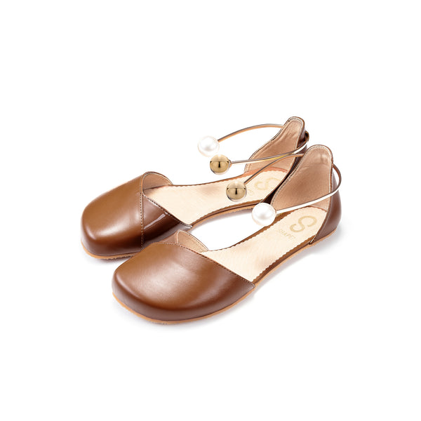 POPPY Cognac barefoot sandals.