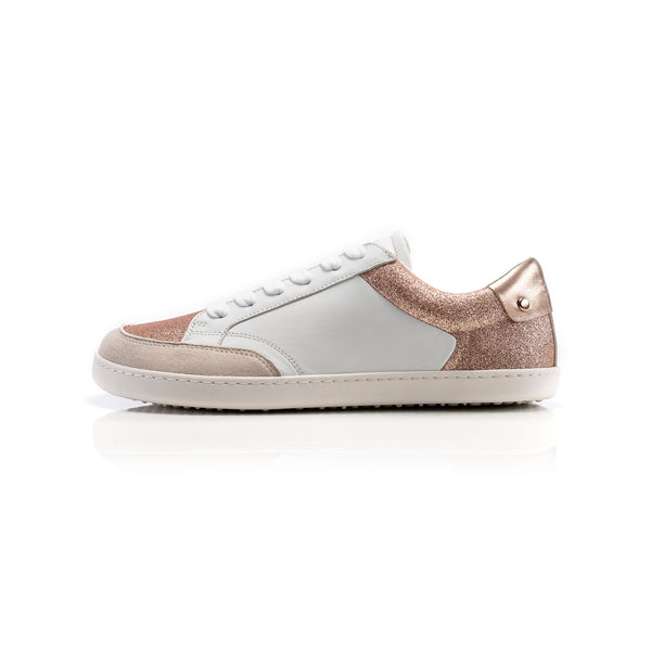 CHARM Rose Gold Leather barefoot sneakers.