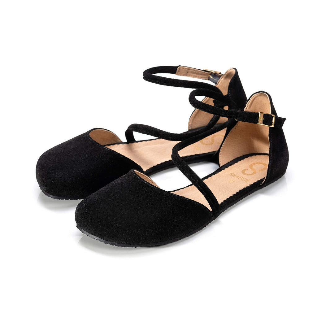 ORCHID Black Suede barefoot sandals