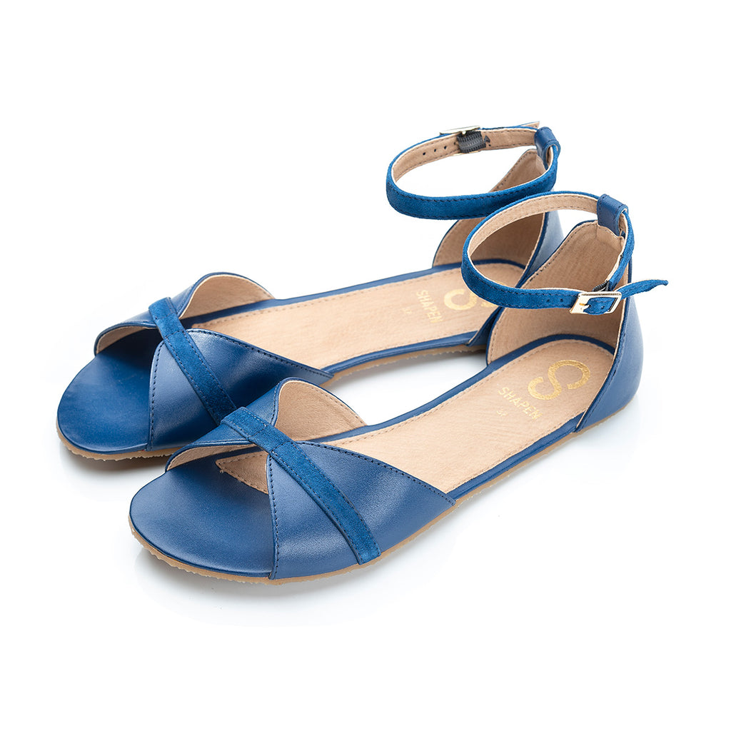 PETAL Royal Blue Leather barefoot sandals